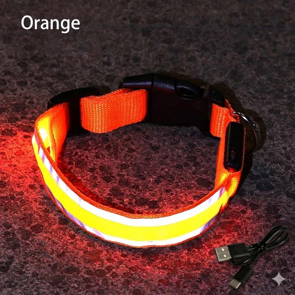 Rechargeable LED Reflective Pet Collar