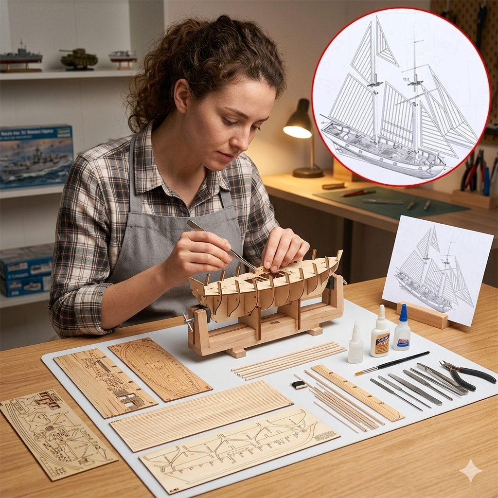 Wooden Sailboat Model Kit