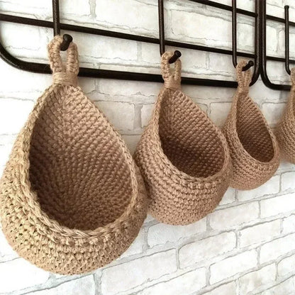 Handwoven Hemp Rope Basket Organizers