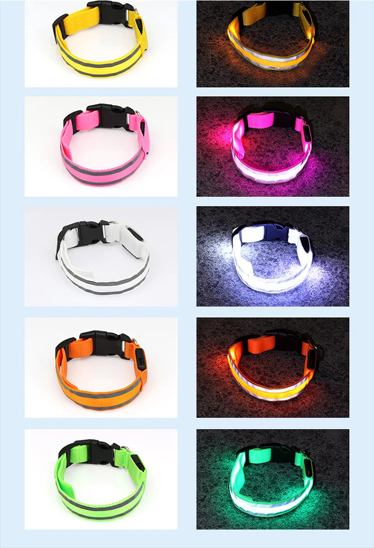 Rechargeable LED Reflective Pet Collar