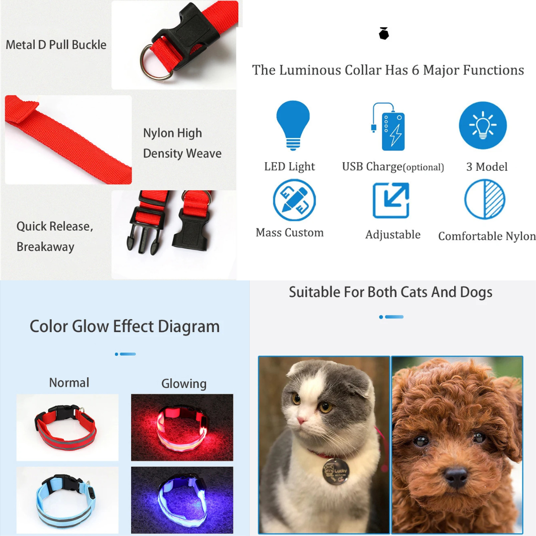 Rechargeable LED Reflective Pet Collar