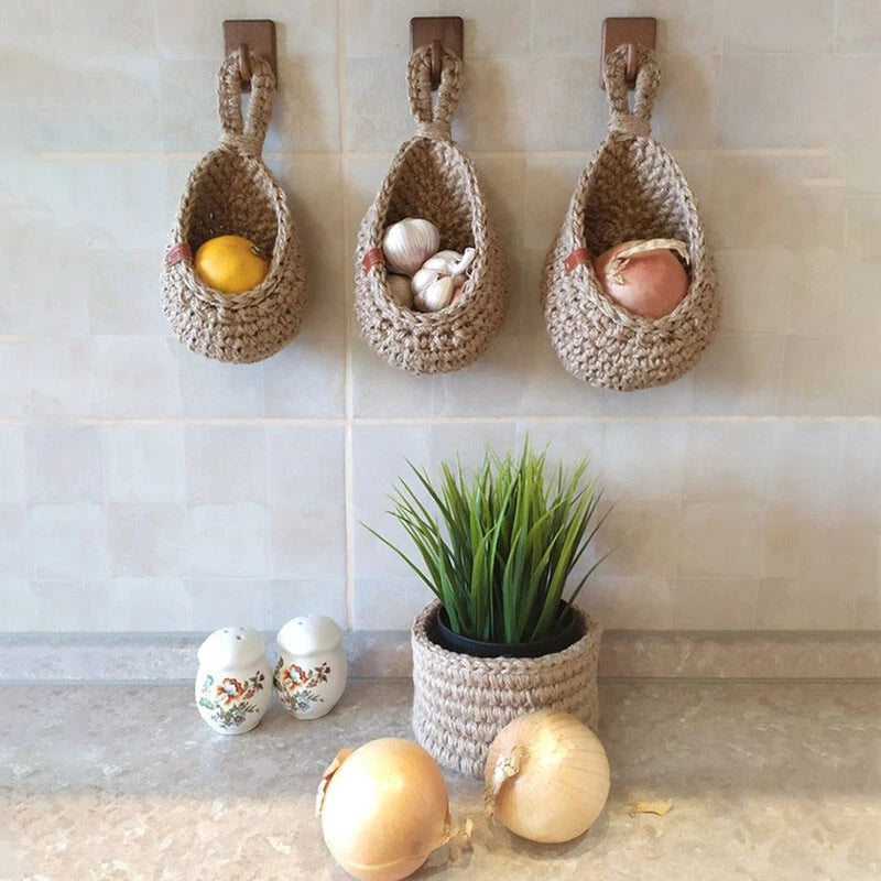 Handwoven Hemp Rope Basket Organizers